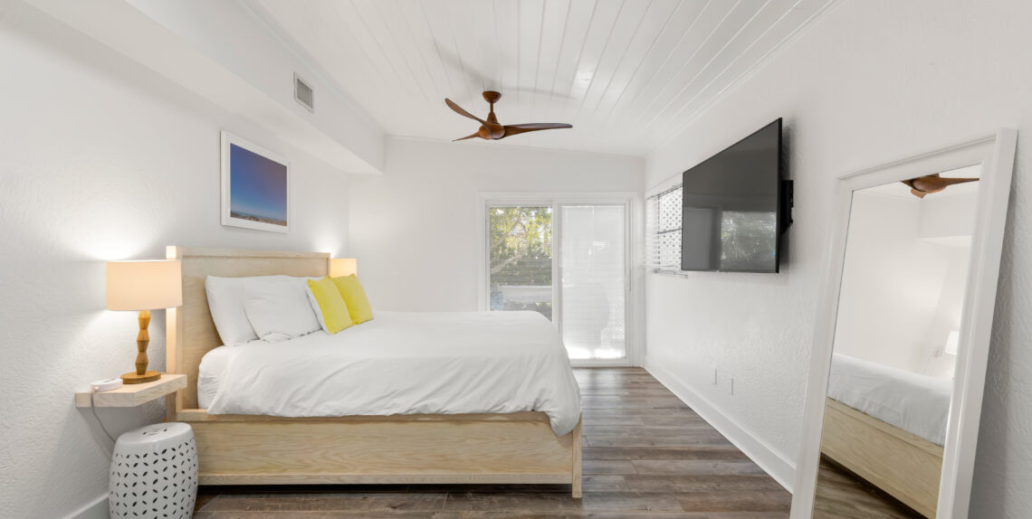 bedroom with sliding glass doors