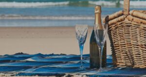 champagne picnic on beach
