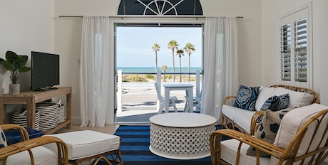 Room with a beautiful beach view