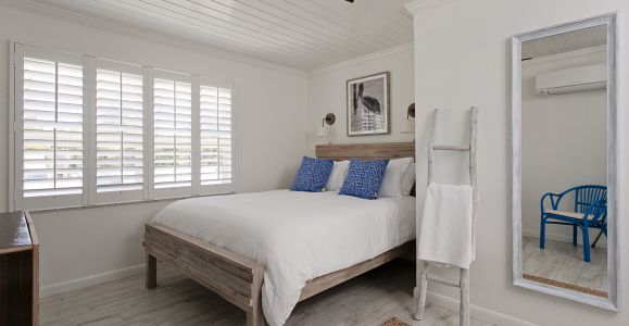 sea grape with bed, mirror, ladder shelf