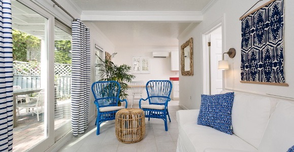 corraline room in white with blue accents