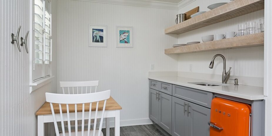 kitchenette with white beadboard