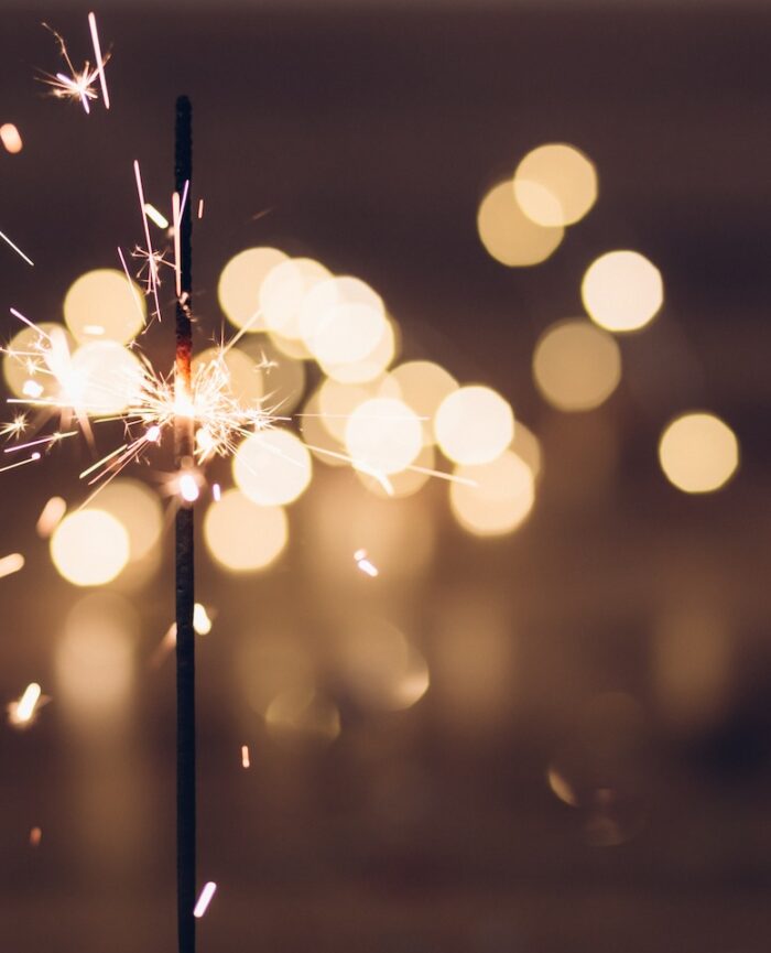 sparkler showering lights at night