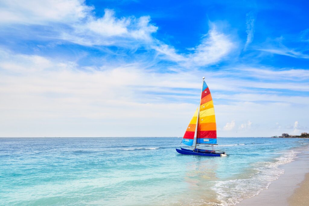 Colorful sailboat on the water